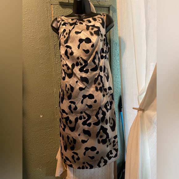 Ann Taylor Sz 6 Sleeveless Silk Blend Animal Print Shift Dress - Picture 1 of 7